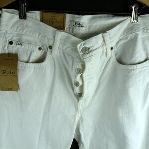 NWT! Polo Ralph Lauren White Avery Cropped Boyfriend Jeans White Size 28